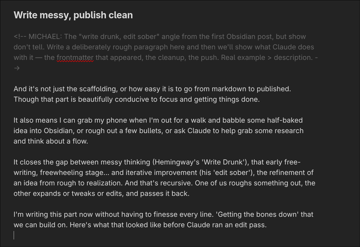 Draft text before Claude's edit pass